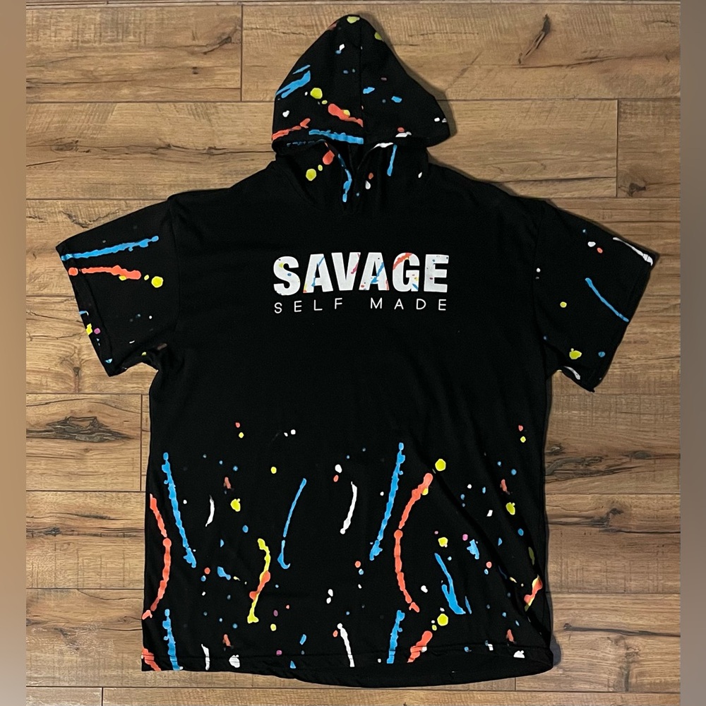 Fresh Laundry Savage Hooded T-Shirt Paint Splatter